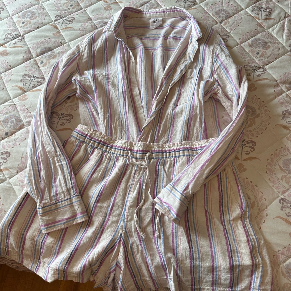 Striped Long Sleeve Romper